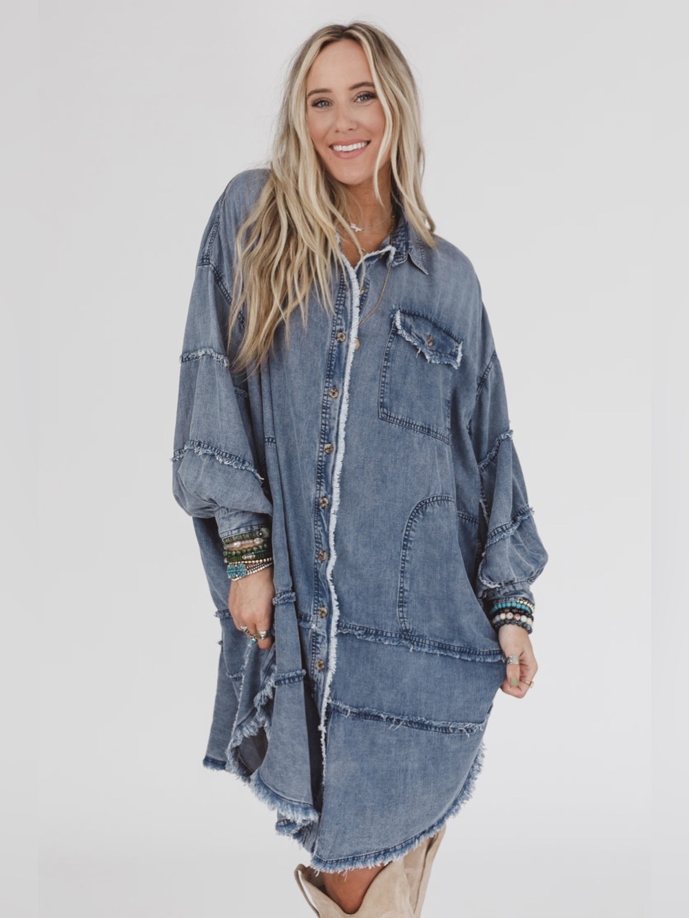 NWOT three Bird Nest Ophelia Oversized Denim Dress